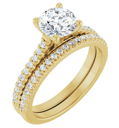 Leyla - Classic 4 Claw Ring with Diamonds