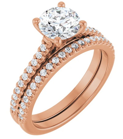 Leyla - Classic 4 Claw Ring with Diamonds