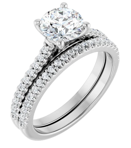 Leyla - Classic 4 Claw Ring with Diamonds